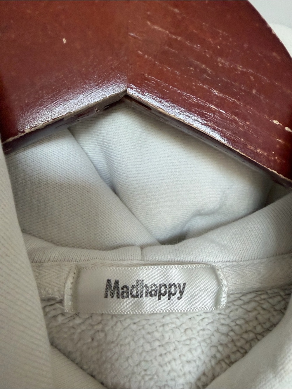 MADHAPPY CLASSIC FLEECE HOODIE WHITE NAVY WOMEN’S SMALL - Picture 6 of 14